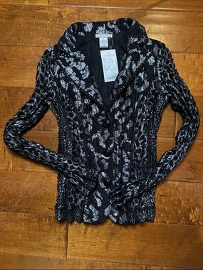 Alberto Makali Black Metallic Animal-Print Jacket